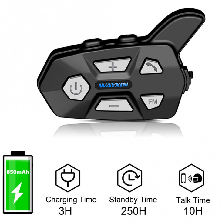 Motorkerékpár Bluetooth Kaputeljes Sisak Kaputelefon Legfeljebb 2 Lovas 1000M Vezeték Nélküli Vízálló Belső