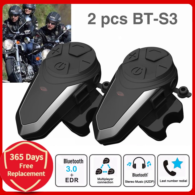 2 Szett Bt-S3 Intercom Intercomunicador Moto Helmet 3 Lovas Motorkerékpár Kommunikáció