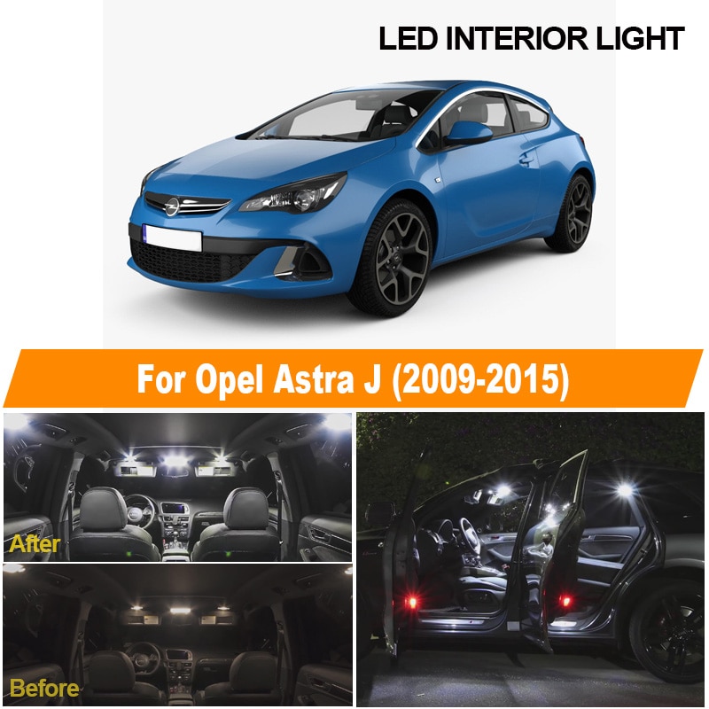 9 Db Canbus Led Lámpa Interieur Leeslamp Kit Voor Vauxhall Auto Tartozékok Voor Opel Astra J Opc Gtc Sport Ferdehátú 2009-2015