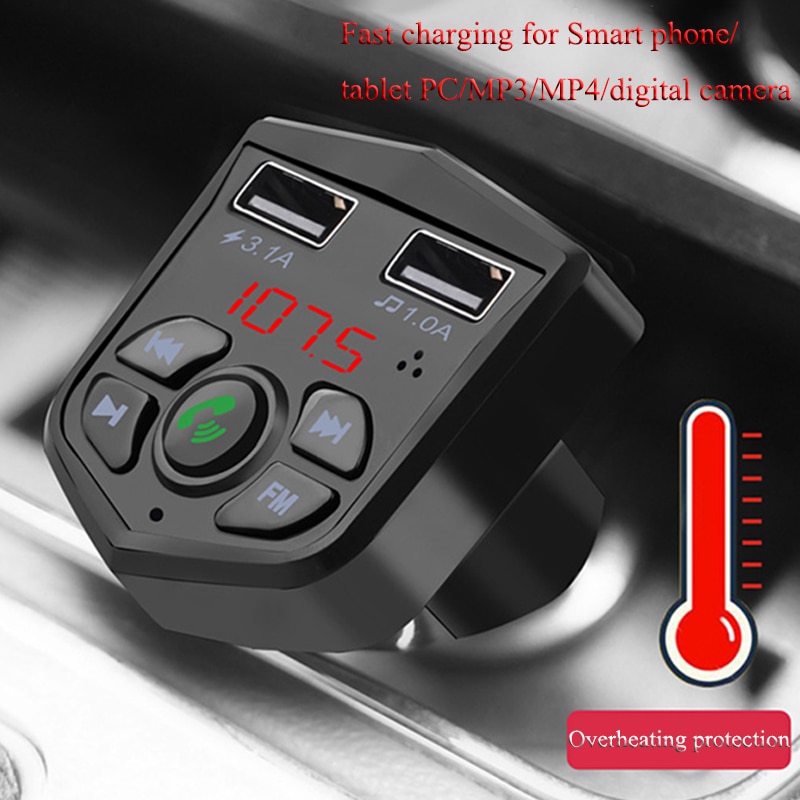 Elistooop Bluetooth 5.0 Fm Adómodulátor Vezeték Nélküli Kihangosító Autóskészlet Kettős Usb Töltő Adapter Audio Autó Mp3 Lejátszó