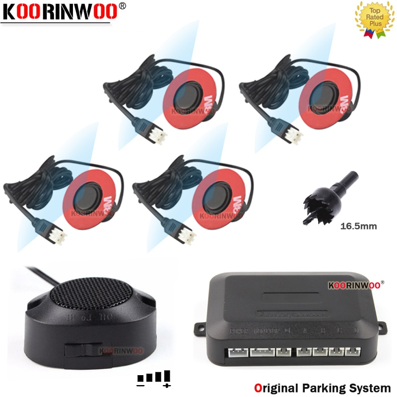 Koorinwoo Parkolás Érzékelő Parktronic 4 Fekete / Ezüst / Fehér Állítható Hangszóró Switch Sound Tolató Radar Berregő 12V Riasztóberendezés