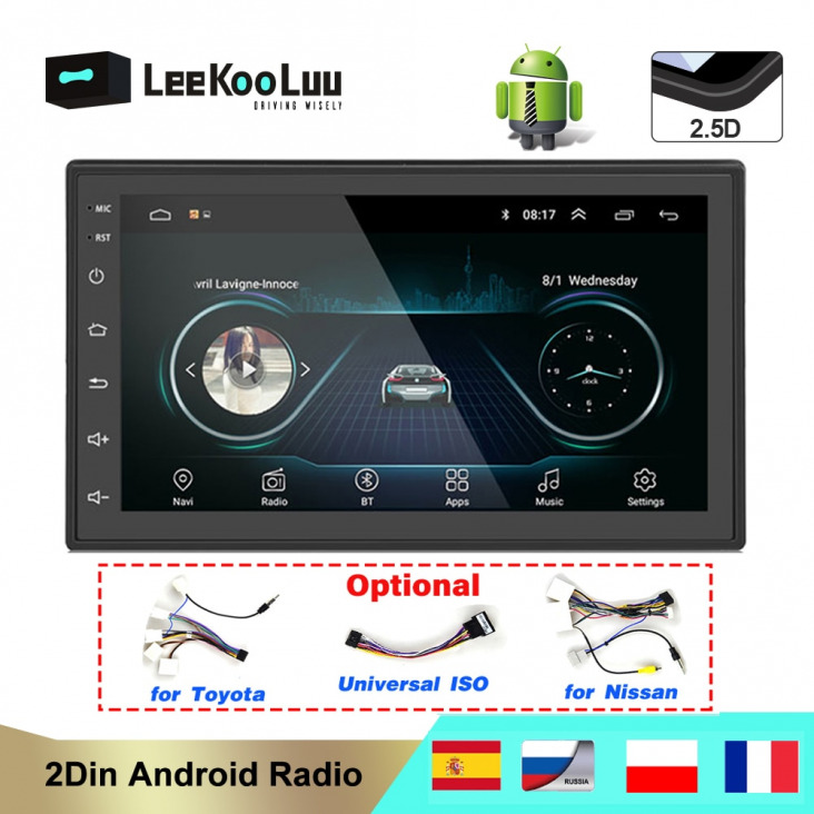 Leekooluu Autórádió 2 Din Android Gps Navigáció Autoradio Bluetooth Wifi Mirrorlink Stereo 7 "Hüvelykes 2Din Autós Multimédia Lejátszó