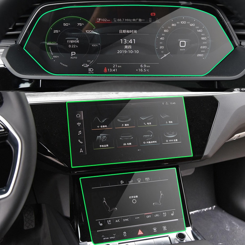Edzett Üveg Lcd Képernyő Védőfólia Matrica Audi E-Tron 2018-2021 Autó Gps Navigációs Műszerfal Védőtartozékok