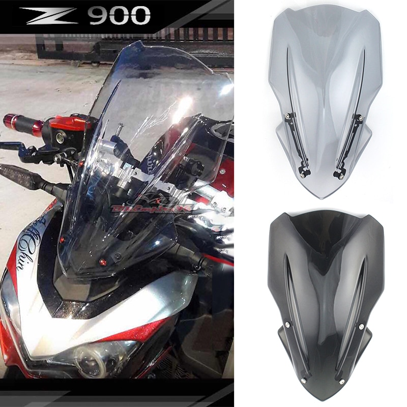 Z 900 Motorkerékpár Kiegészítők Szélvédő Szélvédő Légterelő Tartóval Tartóhoz Kawasaki Z900 2017 2018 2019 Füst Fekete