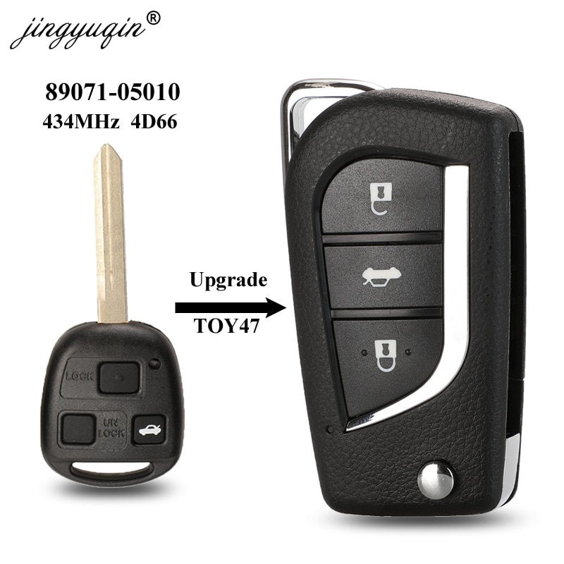 Jingyuqin Upgraded Remote Toy47 Key Fob 434Mhz 4D66 For Toyota Yaris Avensis Corolla Carina Etc P / N: 89071-05010