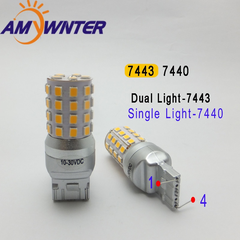 Nagy Teljesítményű Automata Lámpa 12V 7440 T20 Led 7443 Kettős Fény Funkcióval W21 / 5W Irányjelző Lámpa Autók Világítanak Meleg Fehér Sárga Sárga Sárga