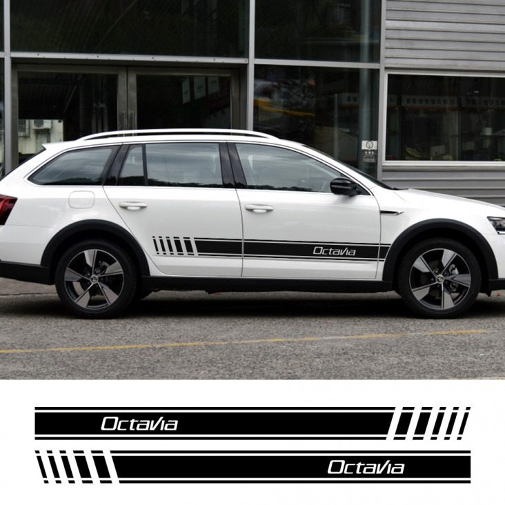 2db autó oldalán matricák Auto ingyenes szállítás matricák DIY dekoráció Skoda Octavia 2 A7 A5 Gépkocsik tuning autós kiegészítők