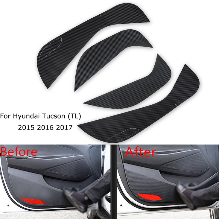 4x Auto Binnendeur Beschermende Anti kick Film matrica Carbon Matrica