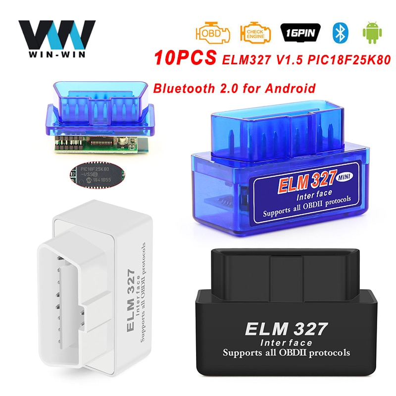 10db ELM327 V1.5 a PIC18F25K80 Chip Bluetooth 2.0 OBD2 Auto diagnosztikai Android ELM 327 V 1.5 2. OBD OBD2 Car Scanner Tool