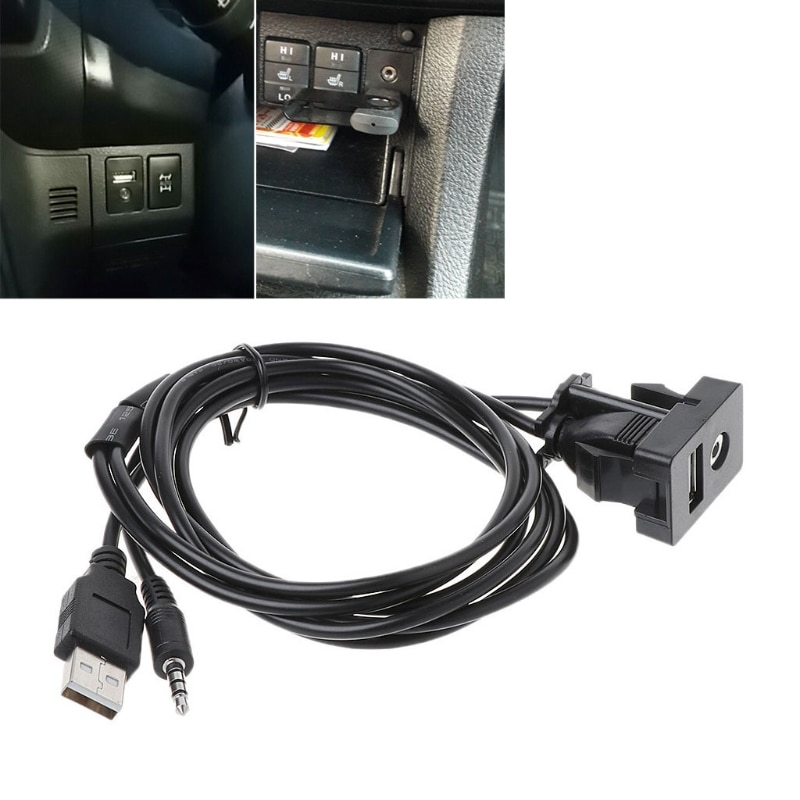 2019 Új High Quality 1 db Auto Car 3.5mm AUX USB hosszabbító kábel Panel fejhallgató Férfi Jack süllyesztett Adapter