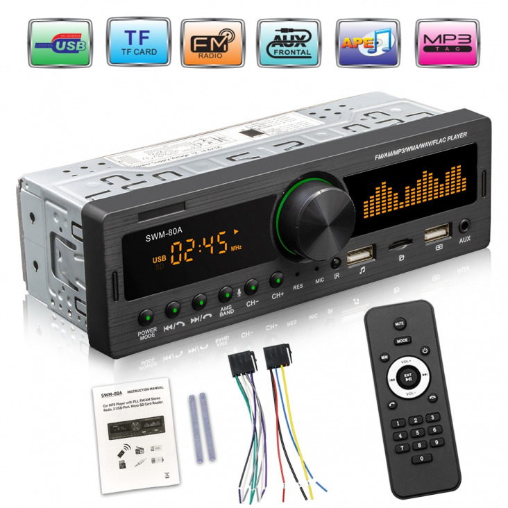 VODOOL 1 DIN autórádió Bluetooth Dual Screen Multimédia MP3 lejátszó AUX / USB / FM sztereó audio lejátszó Car Electric Audio Copy