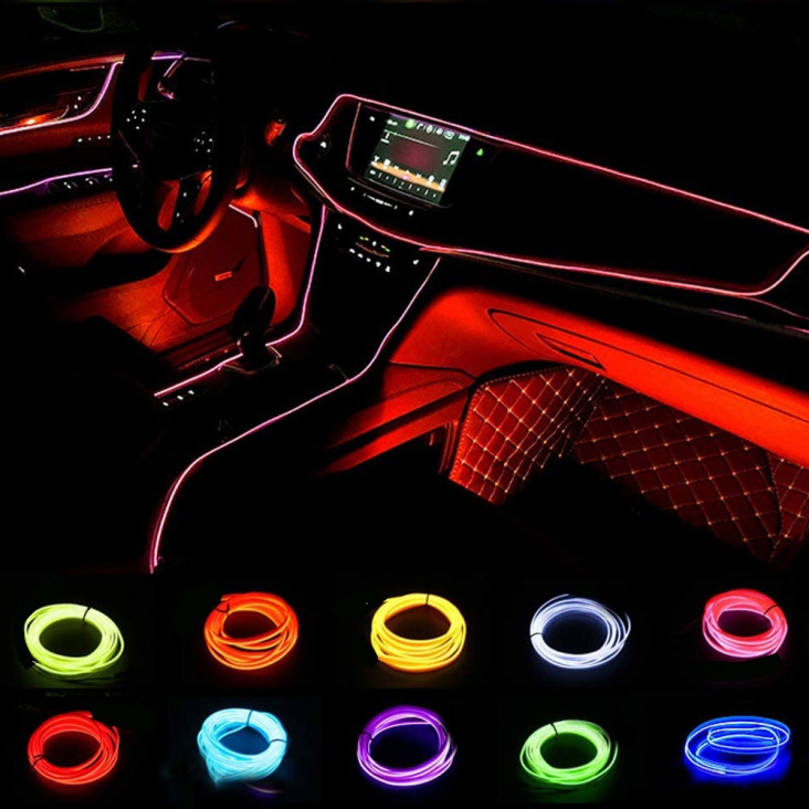 EL Banki autó belső hangulata Ambient Light Cső LED szalag Flexibilis Neon Lámpa Glow karakterlánc Enyhe Autó dekoráció Car Styling