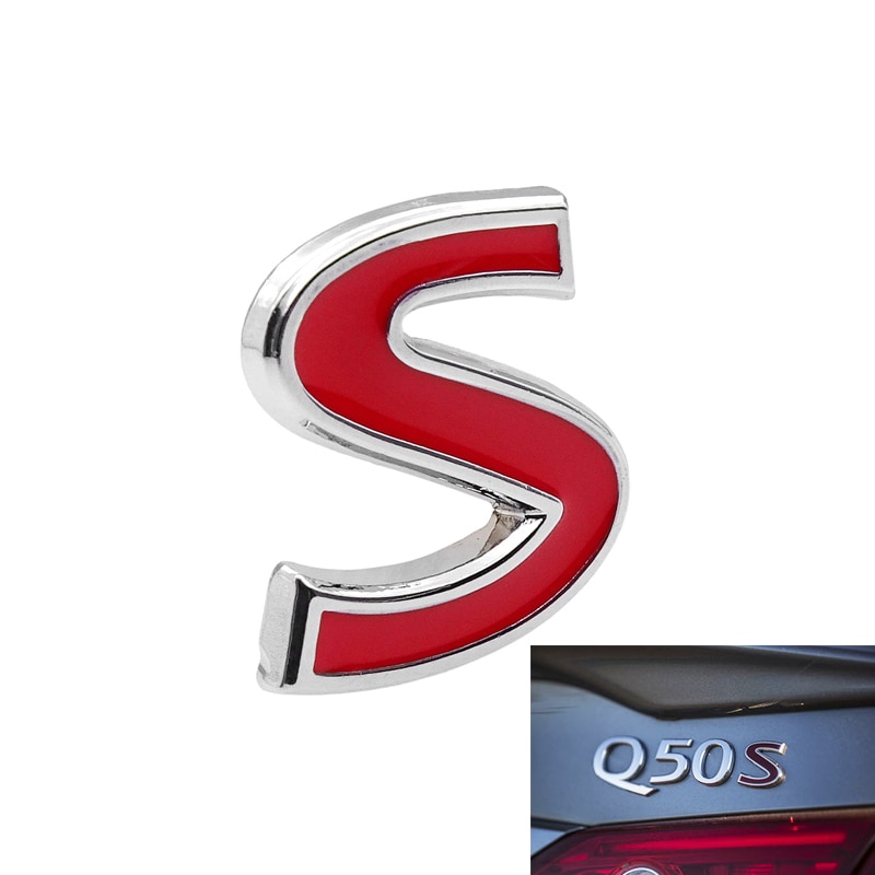 1 db piros S Logo autós matrica 3D matrica Badge Matrica dekoráció Tartozékok Infiniti Q50 Q50S Q50L G37 G25 QX70 FX35 FX37