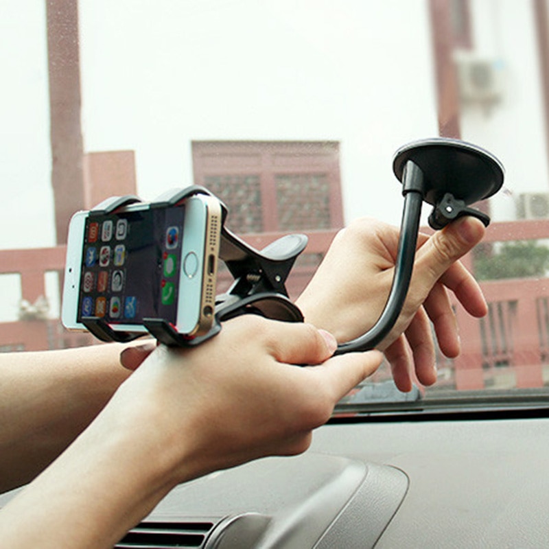 1PC Fekete Universal 360 fokos autós tartó szélvédőre szerelhető tartó a mobiltelefon GPS Car Belső kiegészítők Autóalkatrészek