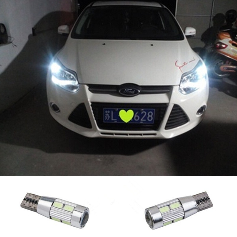2 X T10 LED W5W LED Car Auto lámpa 12V izzók projektor lencse Ford Focus 3 2 1 mondeo mk4 tranzit fiesta fúziós