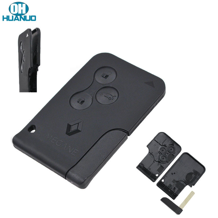 Fekete színű 3 gombok Smart Card Key Shell Case FOB Megan, kis kulcs Blade csat levehető (frissített verzió)