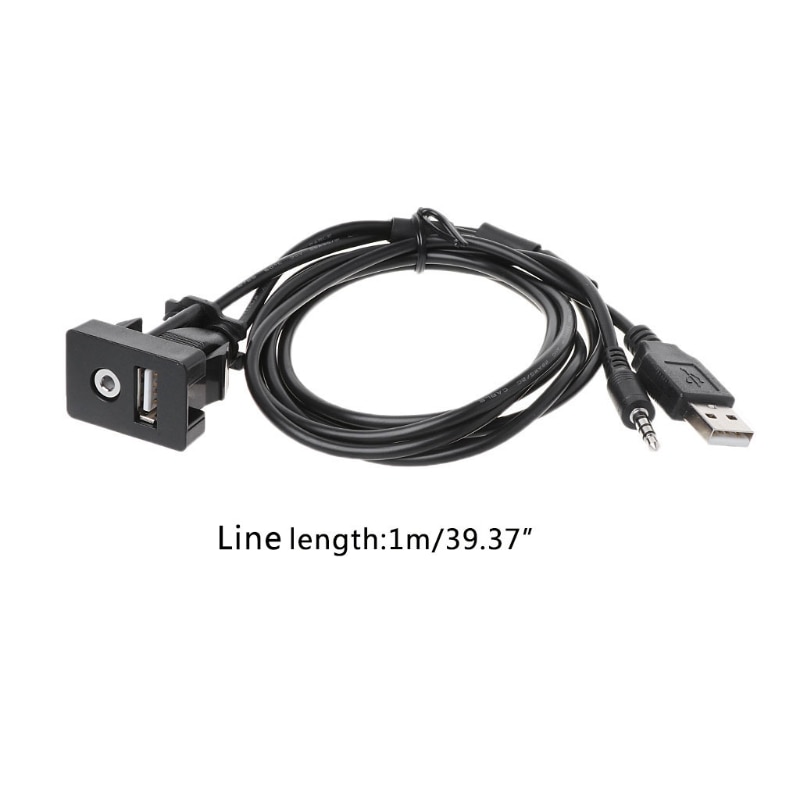 Autó 3.5mm AUX USB hosszabbító kábel Panel fejhallgató Férfi Jack süllyesztett Adapter