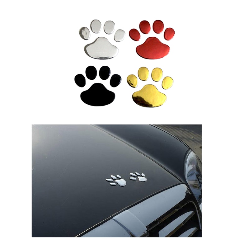 Autós matrica Cool design Paw 3D Animal Dog Cat Bear Foot Prints Footprint 3M matrica autós matricák Silver Gold Red