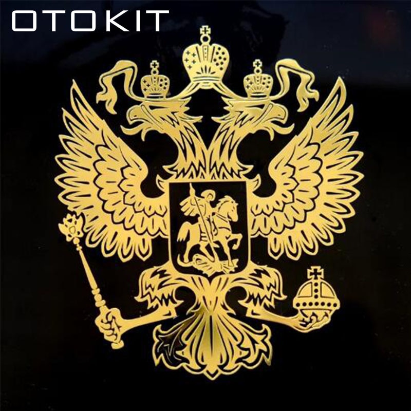 Oroszország címere ALUMÍNIUM Autó ablak matricák Matricák Orosz Föderáció Eagle Emblem Car Styling Laptop telefon matrica