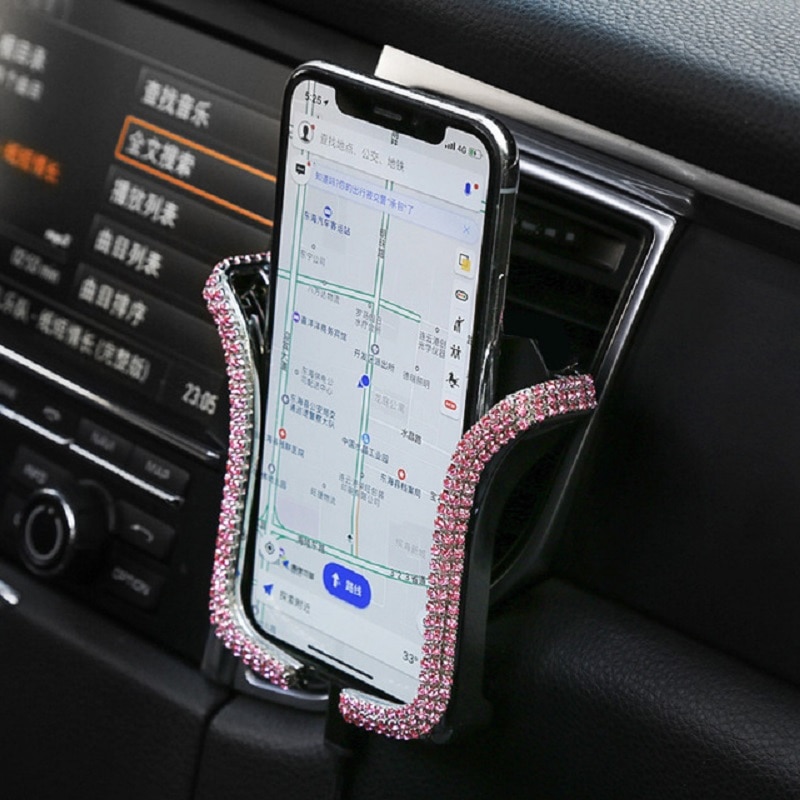 Crystal Diamond Universal Car Phone Holder Bling strasszos Autó Air Vent: Mount Állvány Mobiltelefon GPS tartó iPhone Samsung