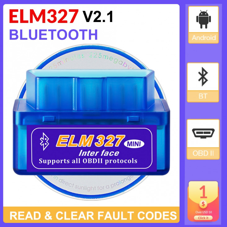 ELM327 Bluetooth V2.1 Android szil 327 Androidra Torque Support OBDII hibakód olvasó