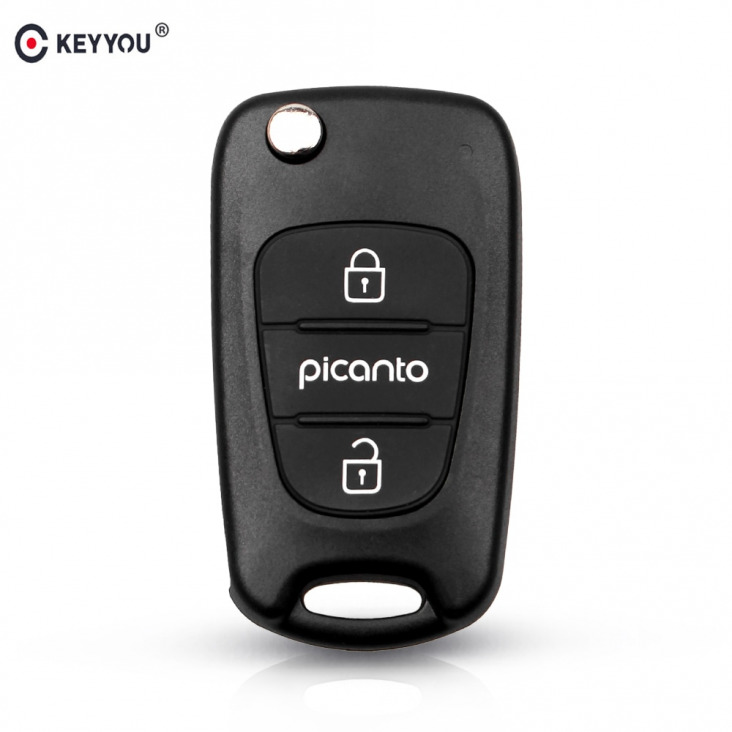 KEYYOU Flip Remote Key Shell FOB Hyundai KIA K2 K5 Picanto Car 3 gombok összecsukható Keys Üres tok cseréje