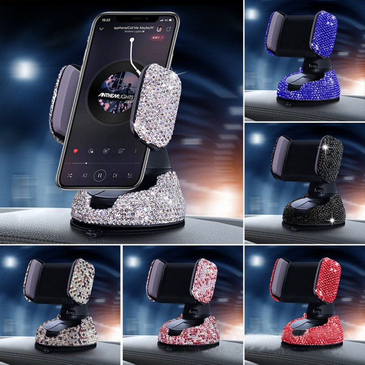 Luxus strasszos Bling Crystal Car Cell Phone: Mount Girls Universal Holder for Portál, szélvédő és az Air Vent