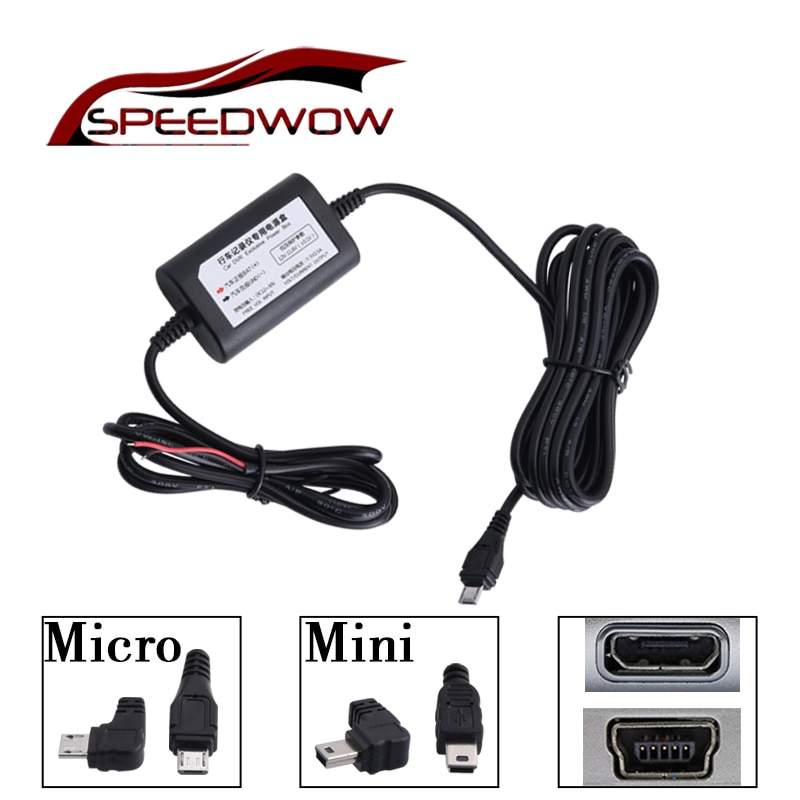 SPEEDWOW Micro / Mini USB Hard Wired autós töltő inverter Converter Tablet Phone DVR felvevő GPS