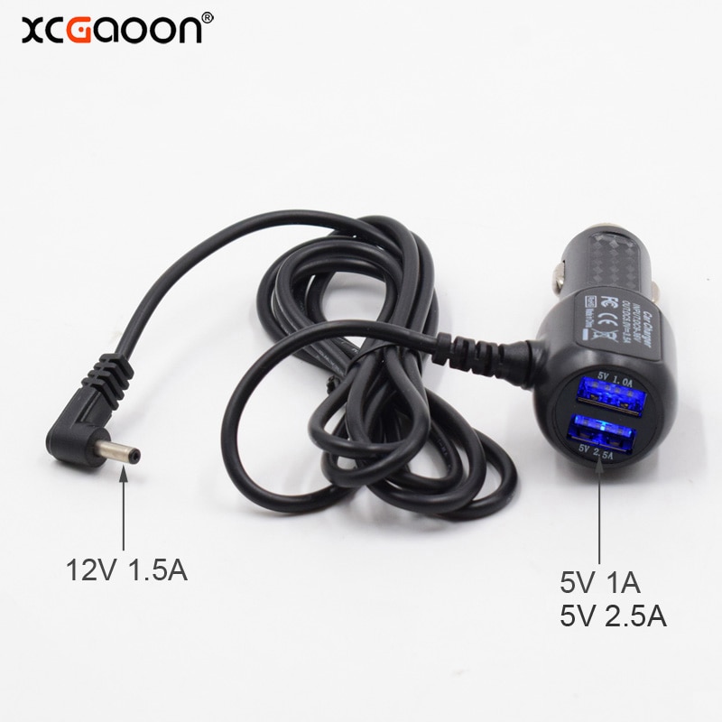 XCGaoon 1.5meter 12V 1.5A 3,5 mm átmérőjű töltés port kettős 5V 3.5A USB autós töltő autós Radar detektor / GPS Kamera