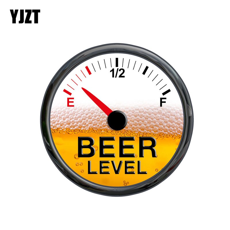 YJZT 14cm * 14cm Vicces Beer Level Meter Gauge matrica PVC matrica Autó 12-0629