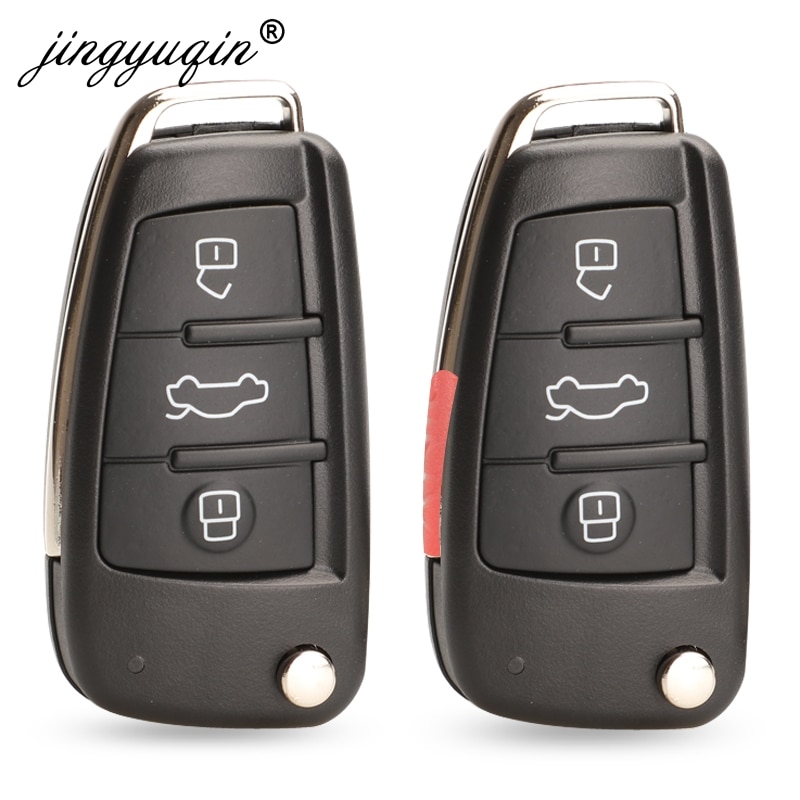 jingyuqin 3/4 gombok összecsukható Remote Flip Autó kulcs Shell FOB Audi A2 A3 A4 A6 A8 A6L Q7 TT Keys FOB Case csere