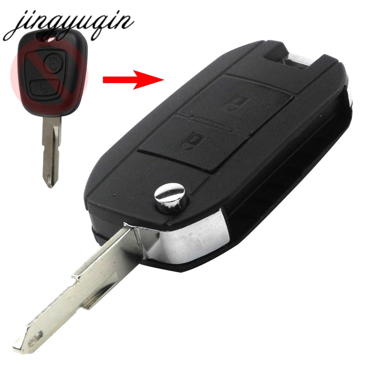 jingyuqin Módosított Flip Folding Autó távadó Shell Peugeot 206 207 Remote 2 gomb Key Case