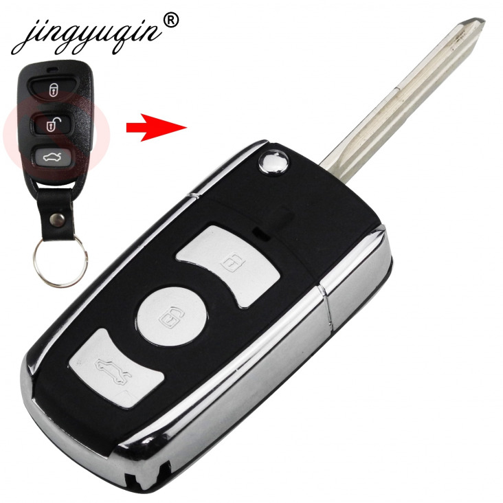 jinyuqin 3/4 gomb Módosított Flip Remote Autó kulcs Shell tok Kia Hyundai Elantra Sonata Genesis Santa Fe Accent Coupe Tucson