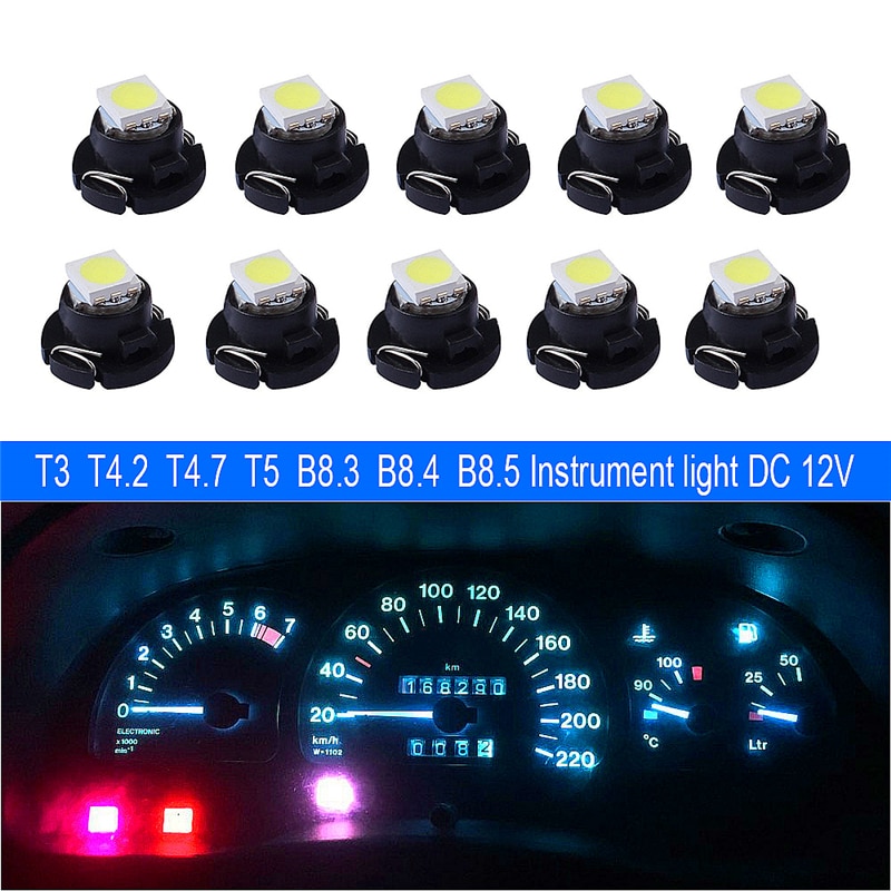 10x T3 T4.2 T4.7 T5 B8.3 B8.4 B8.5 LED-es autós izzó Luces LED Para 1 LED 1210 5050 SMD Autóbelső Side fény