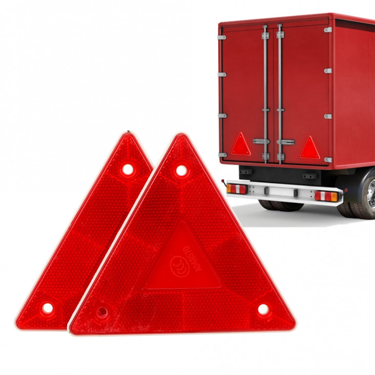 2 db Red Safety Stop figyelmeztető jel Triangle Figyelmeztetés Reflektor Fényvisszaverő cégtábla Truck Plate Rear Light