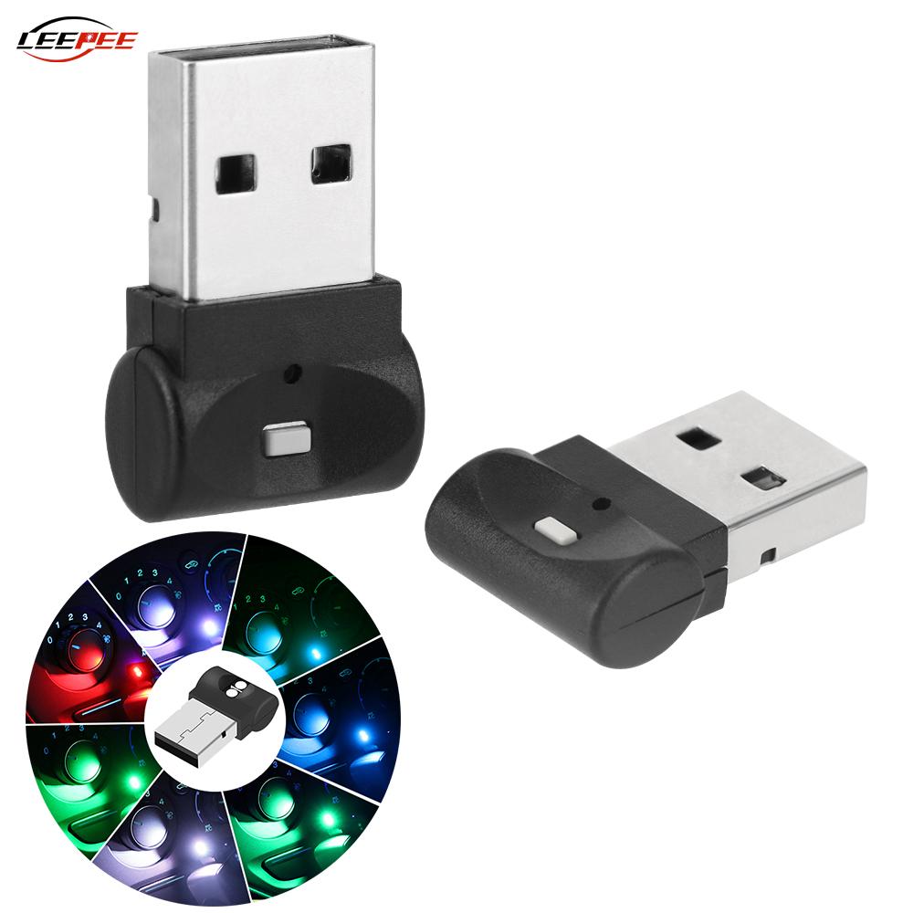 7 Colors automatikus RGB LED Car USB Ambient Light Mood Belső lámpa Plug / Játék Emergency Izzók Mini Auto kiegészítők dekoráció