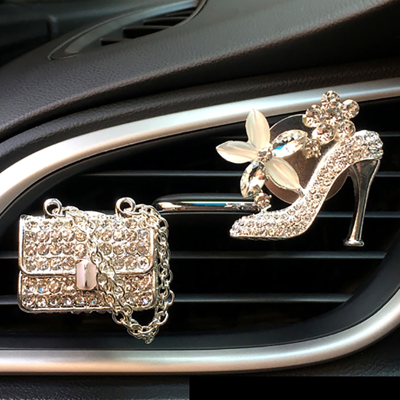 Bling autós kiegészítők Girls pénztárca magassarkú autós légfrissítő Auto Outlet Perfume Clip Car illat diffúzor Elegáns Autó dekoráció