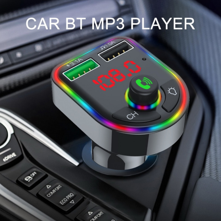 Bluetooth 5.0 FM Transmitter Car Kit MP3 modulátor zenelejátszó vezeték nélküli headset audio vevő Dual USB Fast Charger autó
