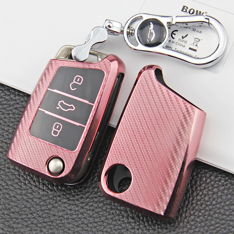 Car Key tok Protector védelem kiegészítők TPU Carbon Fiber Car Key Case Auto VW Golf 7 Tiguan-L POLO