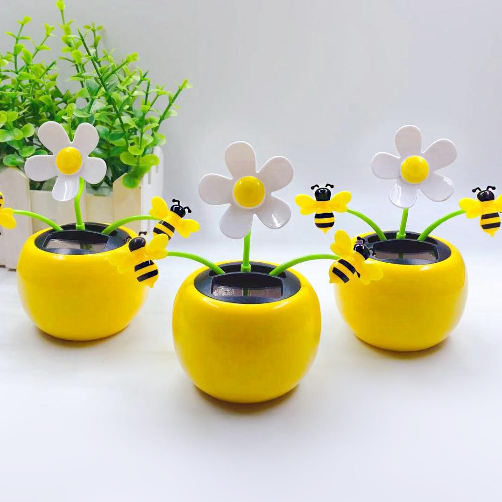 Creative Műanyag Solar Power Flower Car dísz Autóbelső dekorációk Flip Flap Pot Swing Kids Toy Terítő