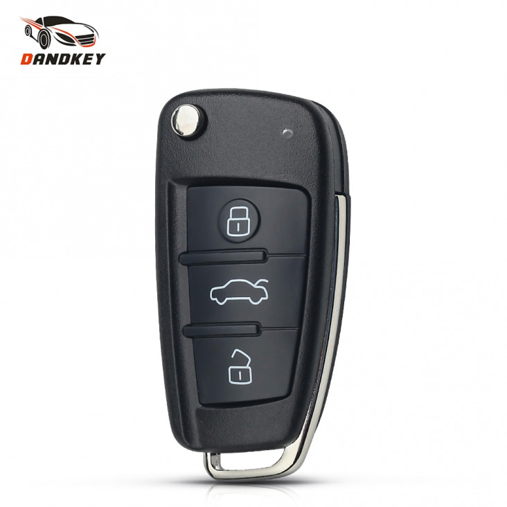 Dandkey Összecsukható Flip Remote Autó kulcs Shell Case 3 gomb tok AUDI A6 VW pasa Bora Skoda Seat Nem Penge