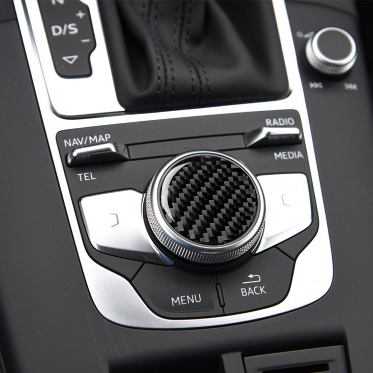Audi A3 8V 2012-2017 kiegészítők Carbon Fiber szabályzógombbal Panel Dekoratív Autó, fedlap Car Styling Edzett matricák Protector