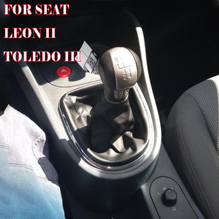 Seat Leon 1P 2005 2006 2007 2008 2009 2010 2011 2012 Autó-Stying 5 Speed ​​Car Gear Stick váltógomb Bőr boot