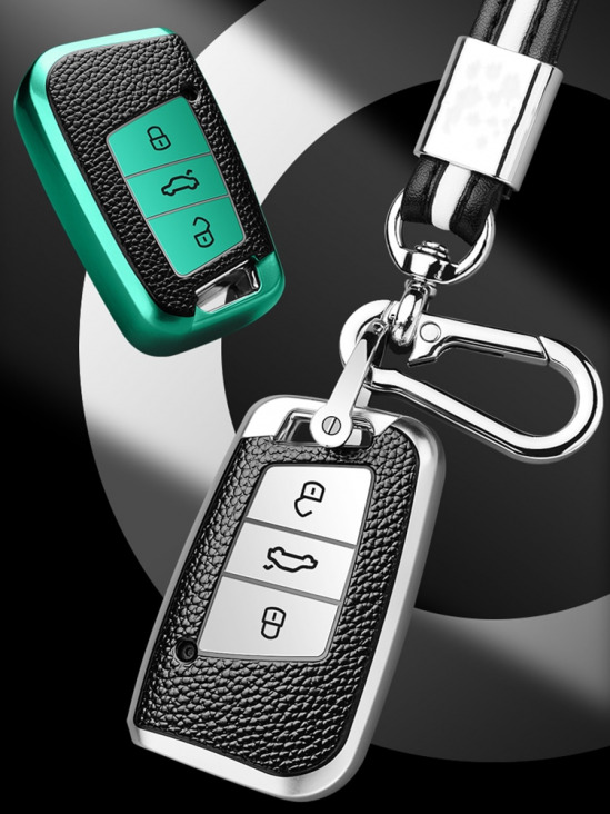 Bőr TPU Car Remote Key tok tartó Shell FOB Volkswagen VW Passat Magotan B8 Golf A Skoda Superb A7 kiegészítők