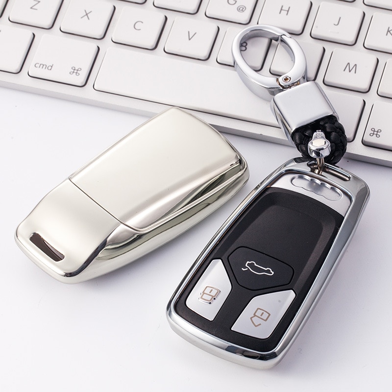 Új TPU lágy Car Key tok Key tok AUDI A4 B9 Q5 Q7 TT TTS 8S 2016 2017 autó intelligens távirányító Car Styling