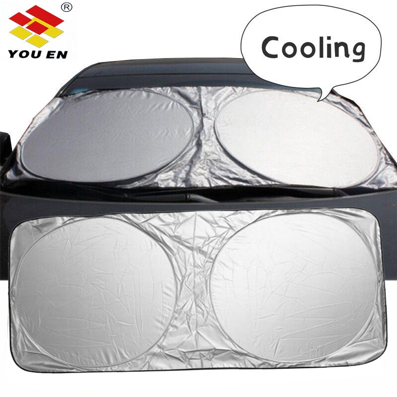 YOUEN Custom Car szélvédő Napellenző Első ablak Visor Cover Napellenző ezüst fólia Anti UV reflektor