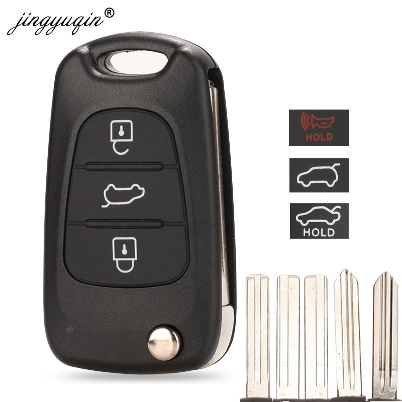 jingyuqin Cserélje Remote Autó kulcs Shell 3 BT Flip Folding Key tok Kia K2 K5 Rio 3 Picanto Ceed Cerato Sportage Hyundai