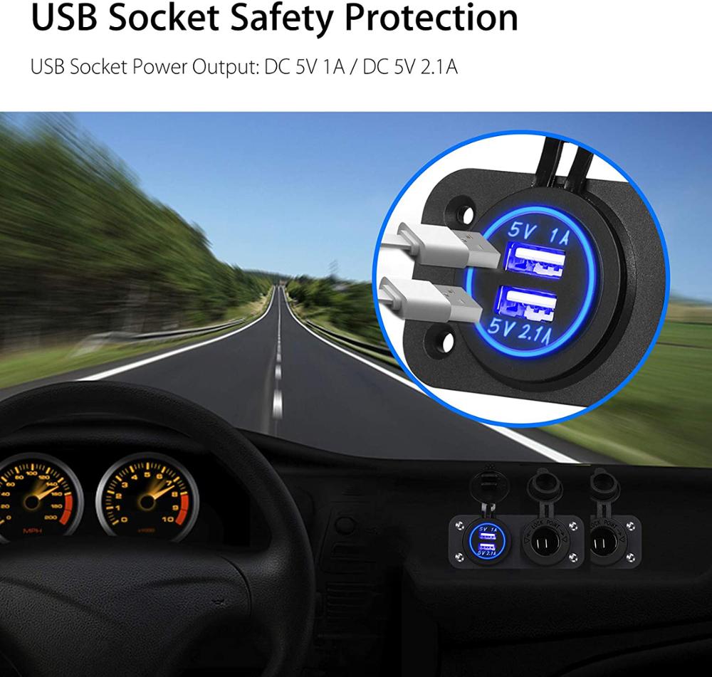 12V Dual Usb Autós Socket Socket Oplader 2 In1 Panel Stopcontact