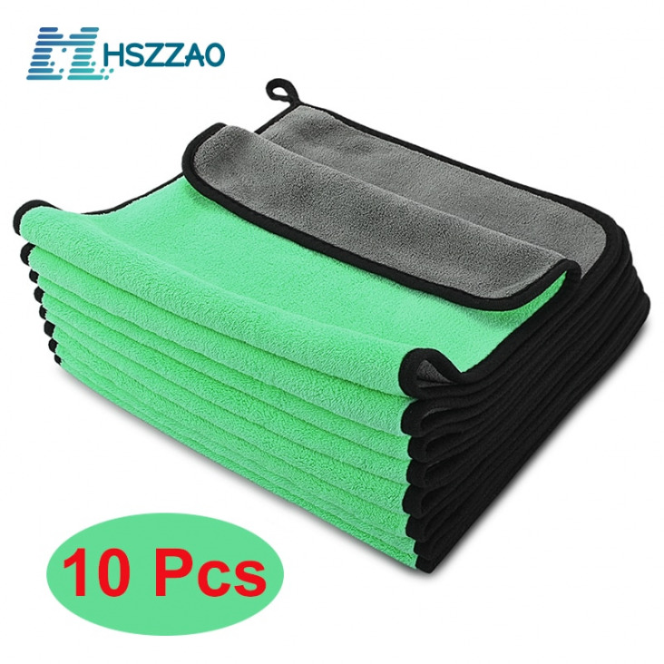 30x30 / 40 / 60cm Car Wash mikroszálas törölköző Car Cleaning Cloth Szárítás Hemming Autóápolás Szövet Detailing Car Wash Zöld Törölköző