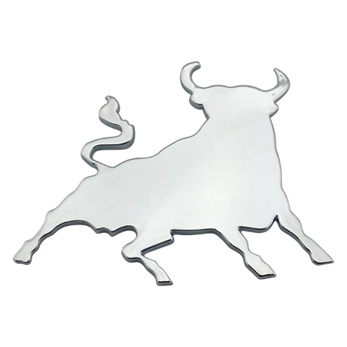 3D spanyol harci bika króm matrica öntapadós / kisbusszal matrica embléma kitűzőt logo toro kitűzőt